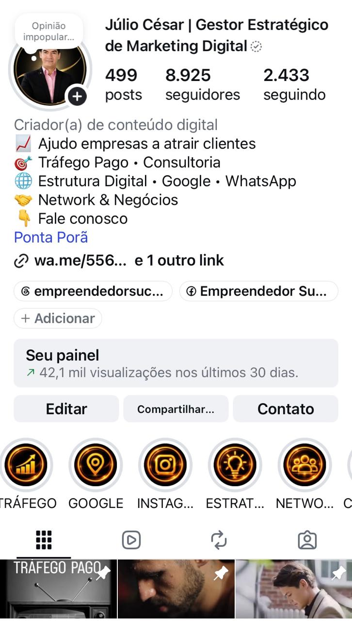 Captura do perfil do Instagram @empreendedorsucesso